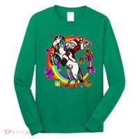 Christmas Dabbing Santa Riding Unicorn Long Sleeve Shirt thumb 0