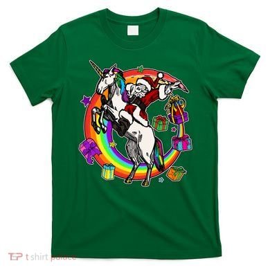 Christmas Dabbing Santa Riding Unicorn T-Shirt