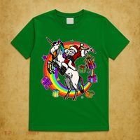 Christmas Dabbing Santa Riding Unicorn T-Shirt thumb 5