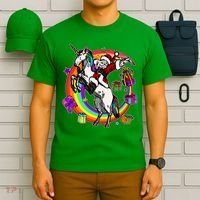Christmas Dabbing Santa Riding Unicorn T-Shirt thumb 6