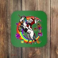 Christmas Dabbing Santa Riding Unicorn Coaster thumb 0