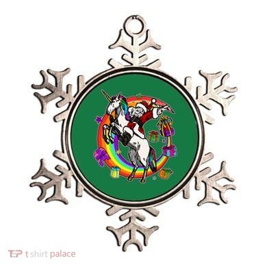 Christmas Dabbing Santa Riding Unicorn Ornament