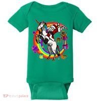 Christmas Dabbing Santa Riding Unicorn Baby Bodysuit thumb 0