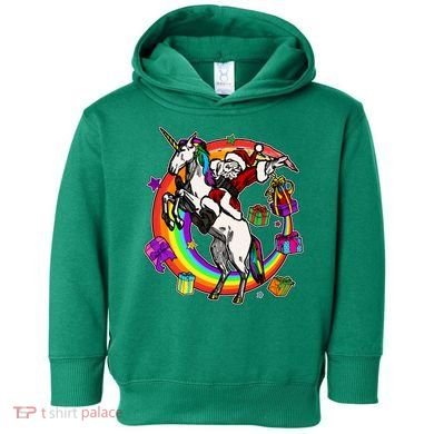 Christmas Dabbing Santa Riding Unicorn Toddler Hoodie
