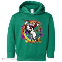 Christmas Dabbing Santa Riding Unicorn Toddler Hoodie thumb 0