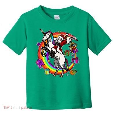 Christmas Dabbing Santa Riding Unicorn Toddler T-Shirt