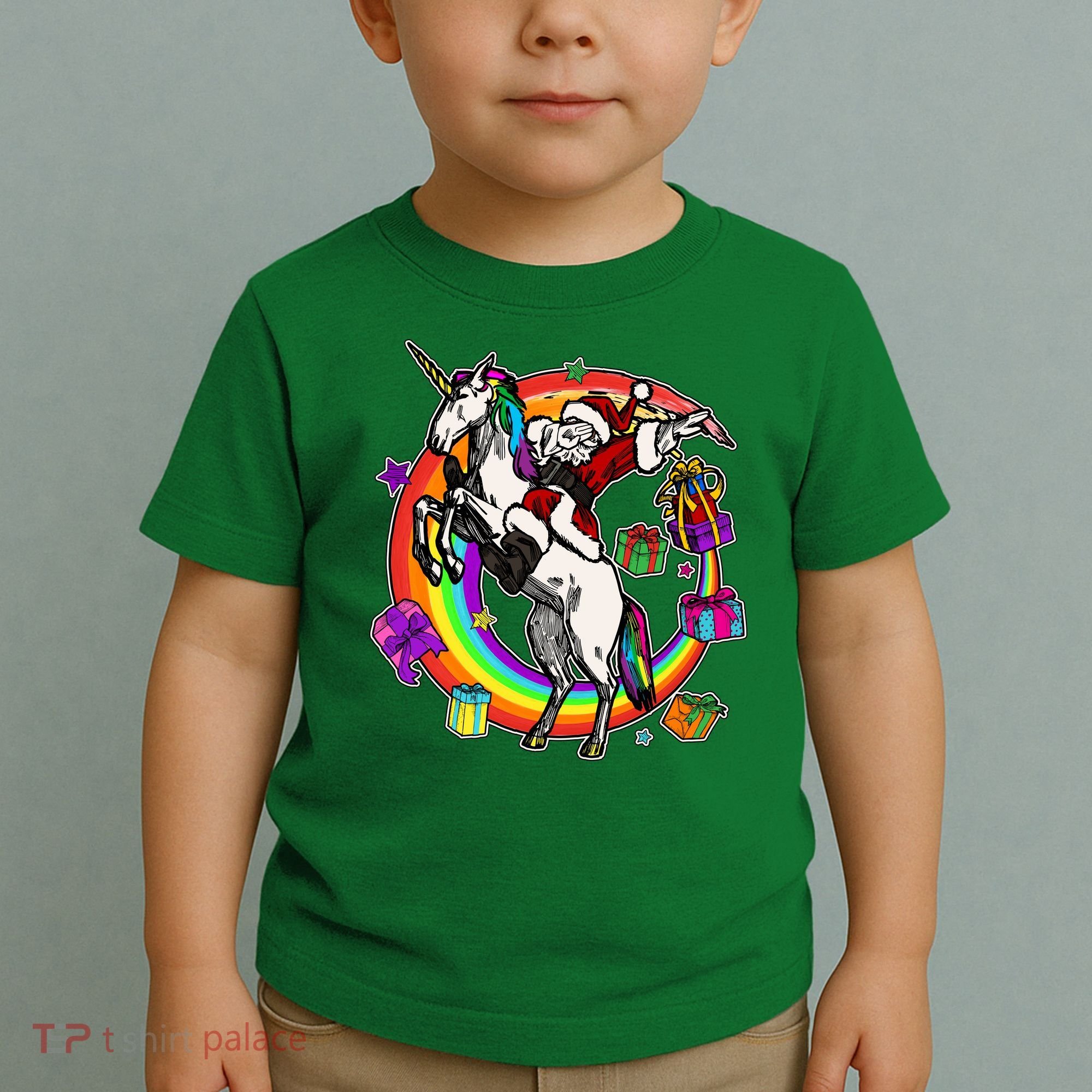 Christmas Dabbing Santa Riding Unicorn Toddler T-Shirt