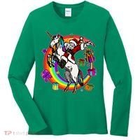 Christmas Dabbing Santa Riding Unicorn Women's Long Sleeve Shirt thumb 0