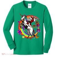 Christmas Dabbing Santa Riding Unicorn Kids Long Sleeve Shirt thumb 0