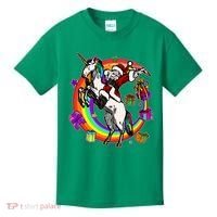 Christmas Dabbing Santa Riding Unicorn Kids T-Shirt thumb 0