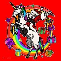 Christmas Dabbing Santa Riding Unicorn Santa Hat thumb 1
