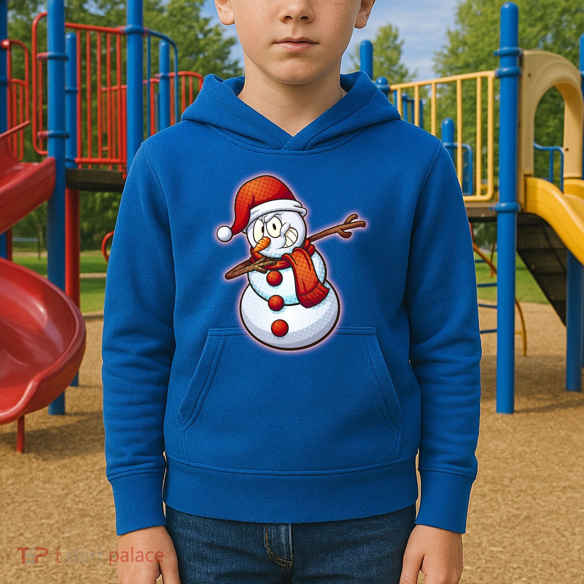 Christmas Dabbing Snowman Kids Hoodie