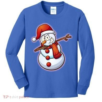 Christmas Dabbing Snowman Kids Long Sleeve Shirt
