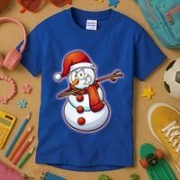 Christmas Dabbing Snowman Kids T-Shirt thumb 3
