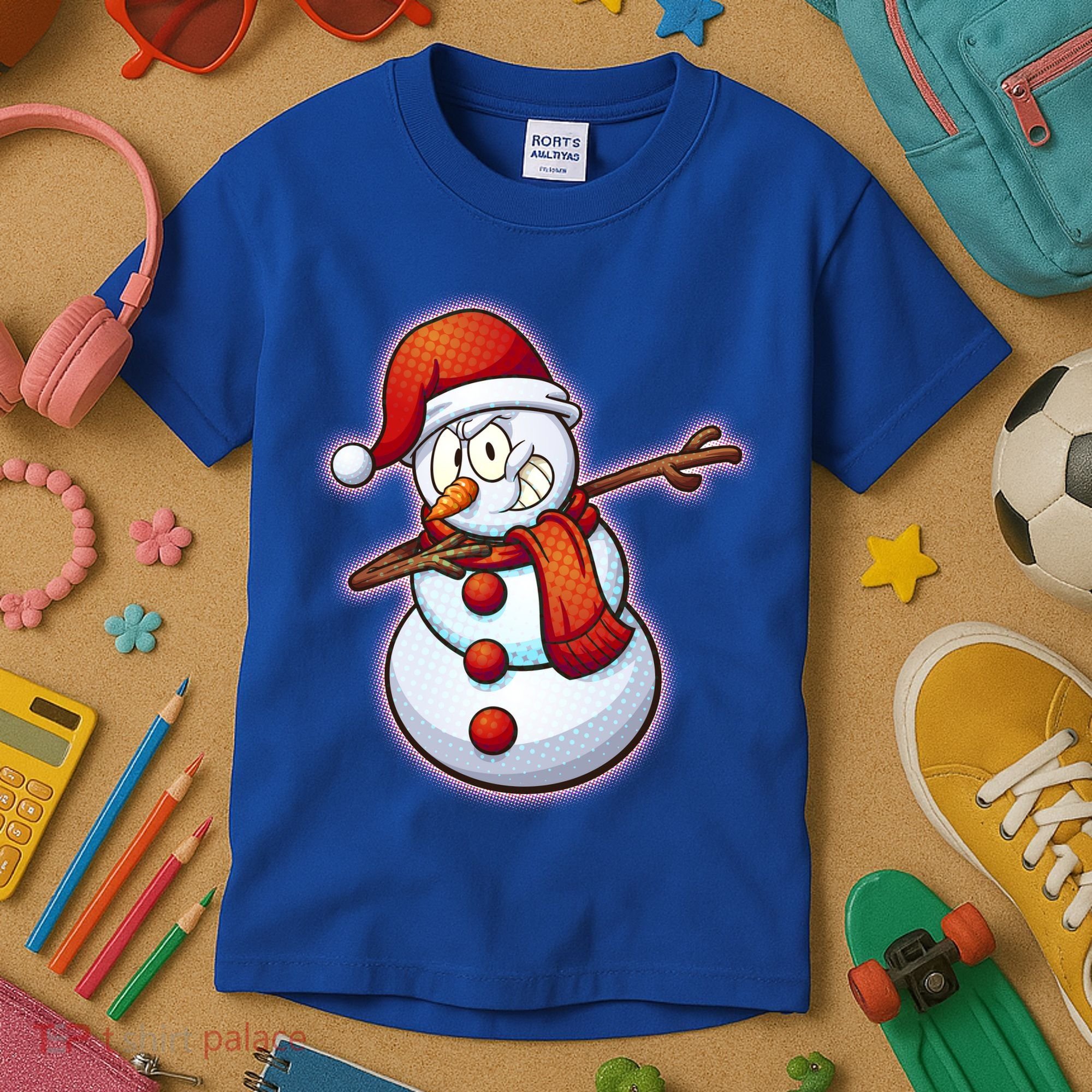 Christmas Dabbing Snowman Kids T-Shirt