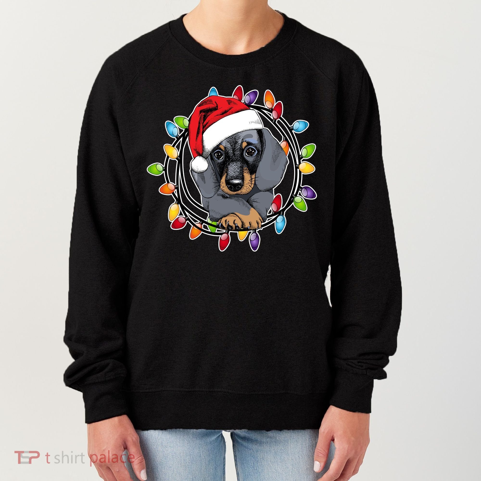 Christmas Dachshund Lights Women's Sweatshirt