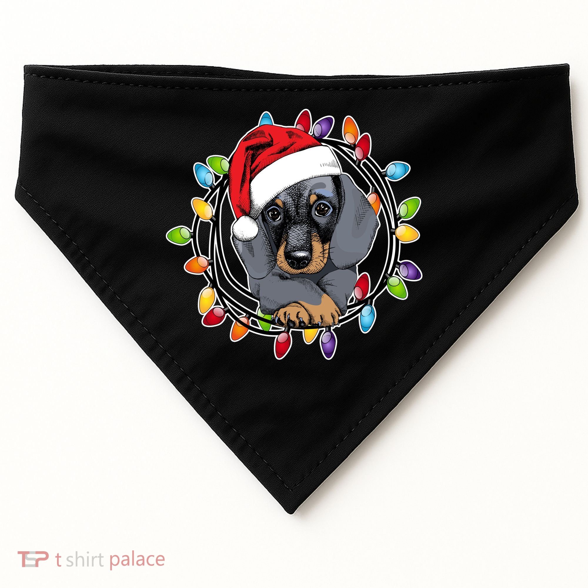 Christmas Dachshund Lights USA-Made Doggie Bandana