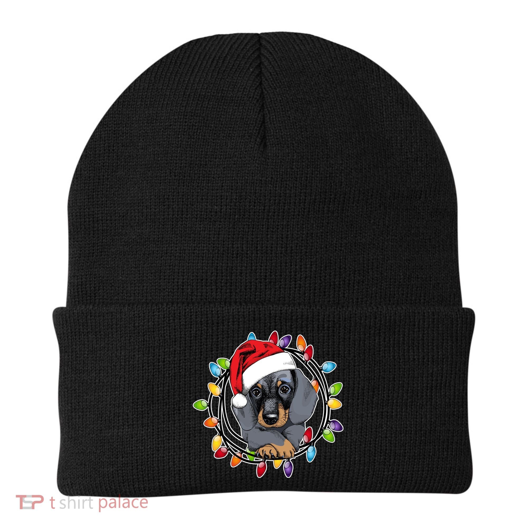 Christmas Dachshund Lights Beanie