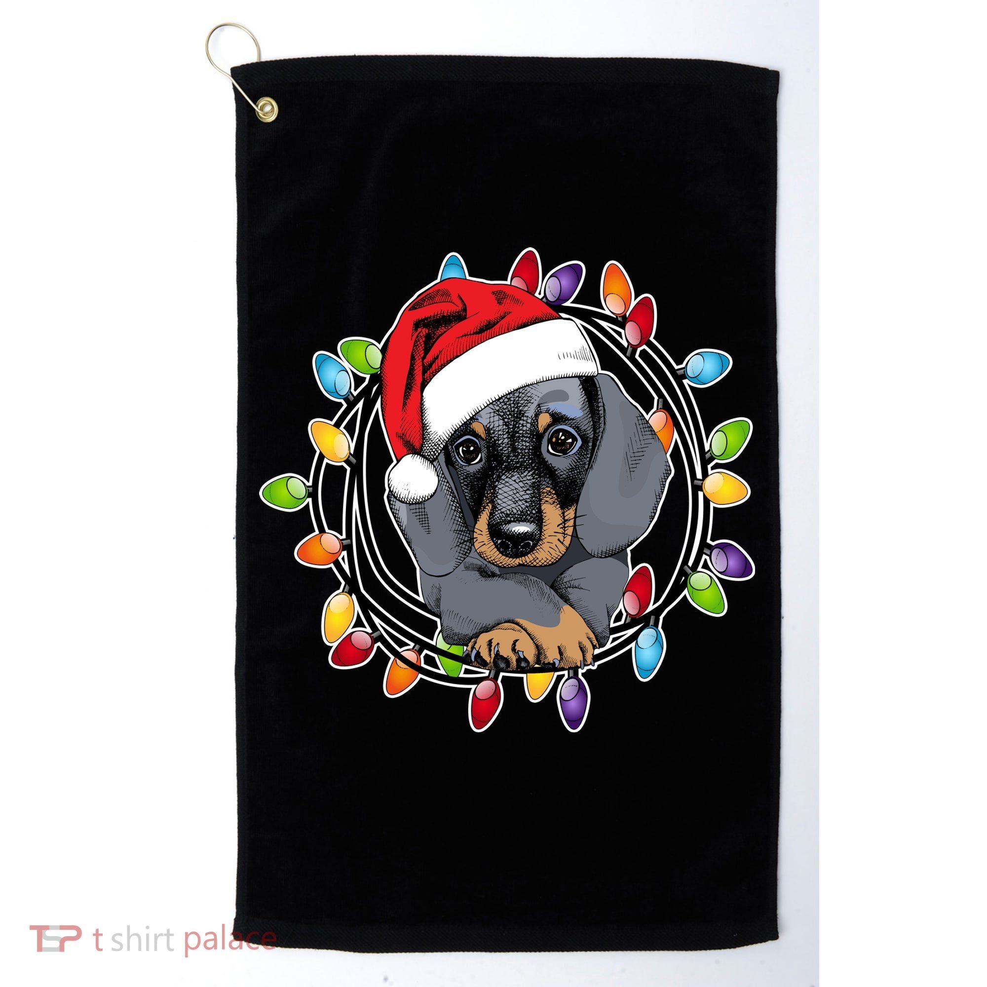 Christmas Dachshund Lights Golf Towel
