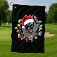 Christmas Dachshund Lights Golf Towel thumb 1