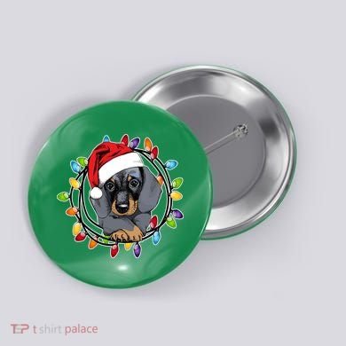 Christmas Dachshund Lights Button