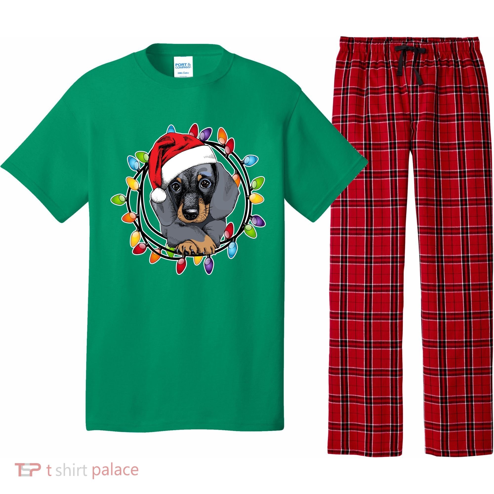 Christmas Dachshund Lights Pajama Set