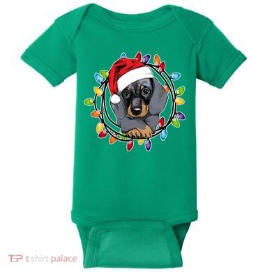 Christmas Dachshund Lights Baby Bodysuit
