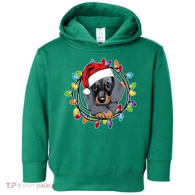 Christmas Dachshund Lights Toddler Hoodie