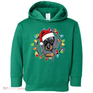 Christmas Dachshund Lights Toddler Hoodie