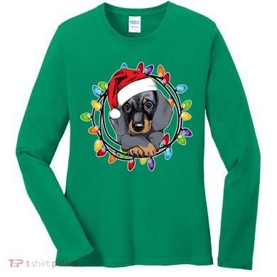 Christmas Dachshund Lights Women's Long Sleeve Shirt