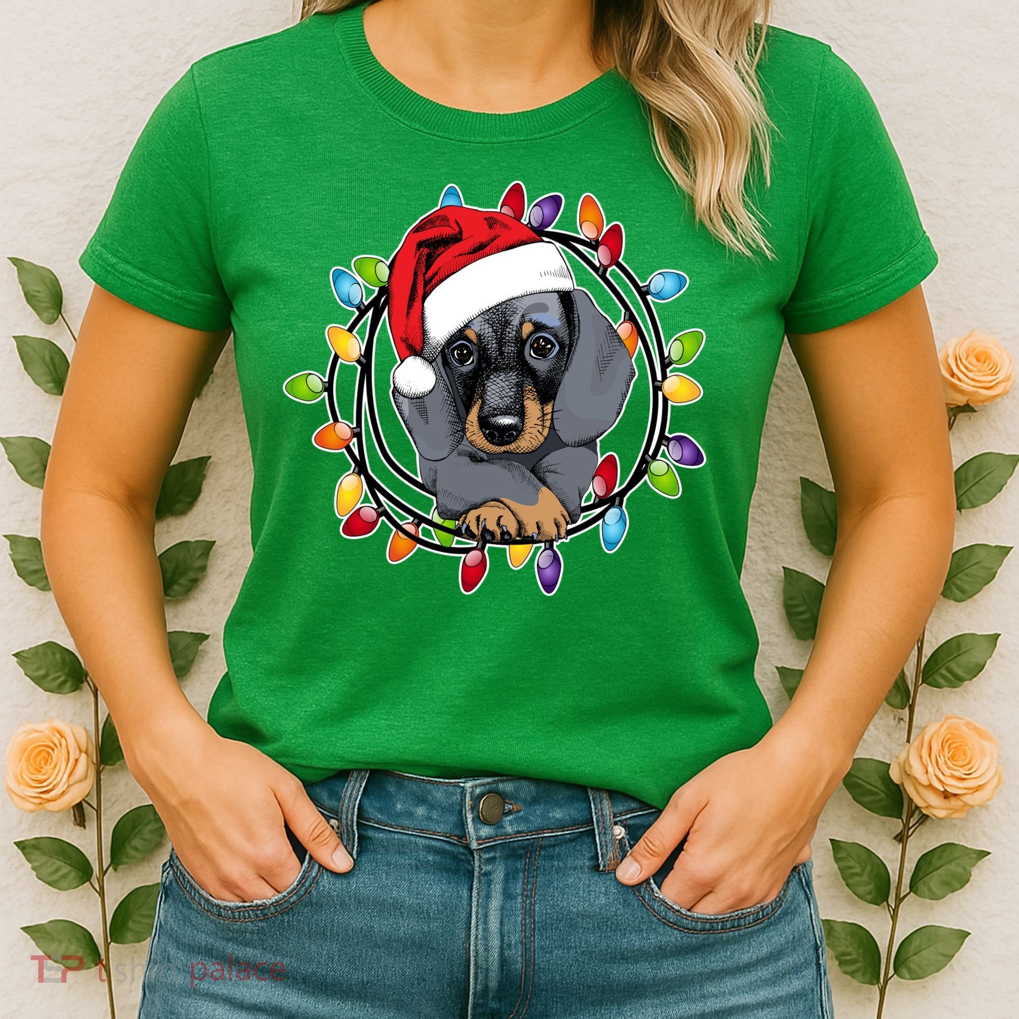 Christmas Dachshund Lights Women's T-Shirt