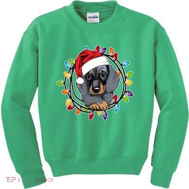 Christmas Dachshund Lights Kids Sweatshirt