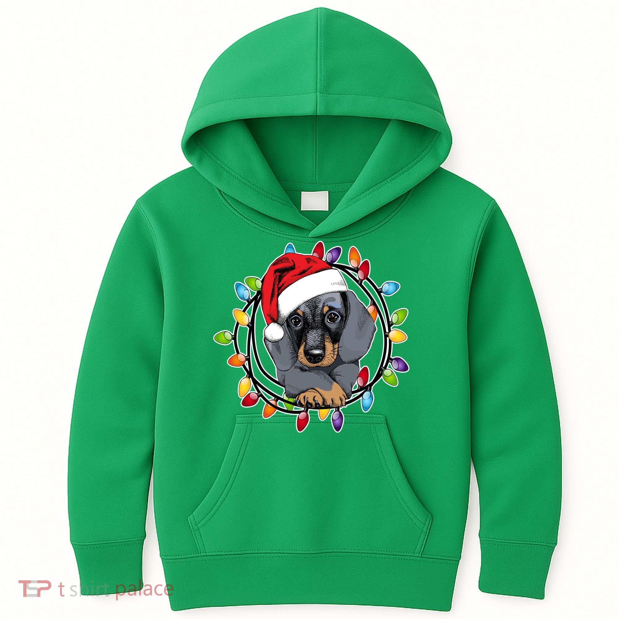 Christmas Dachshund Lights Kids Hoodie