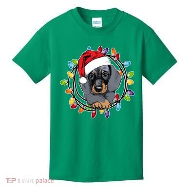 Christmas Dachshund Lights Kids T-Shirt