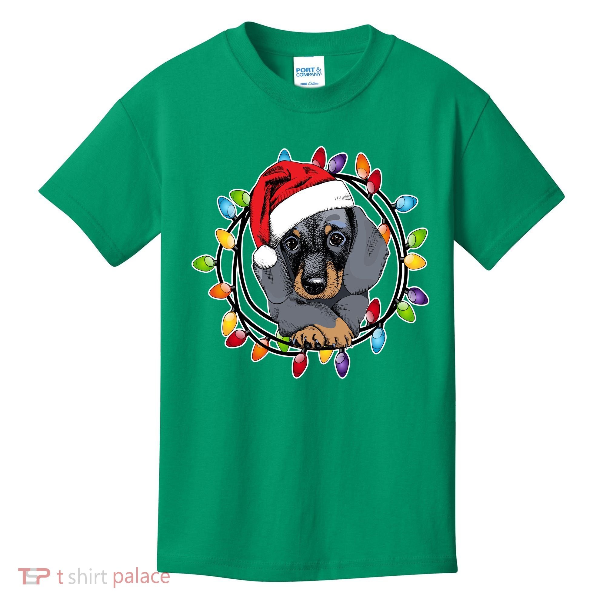 Christmas Dachshund Lights Kids T-Shirt