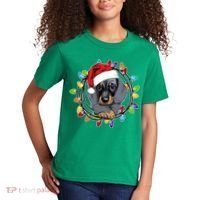 Christmas Dachshund Lights Kids T-Shirt thumb 2