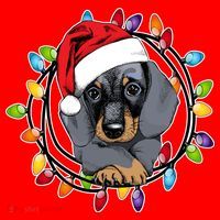 Christmas Dachshund Lights Santa Hat thumb 1