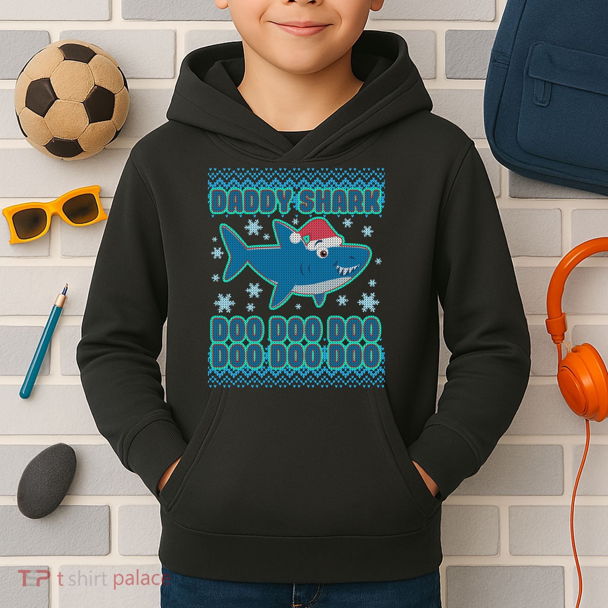 Christmas Daddy Shark Doo Doo Doo Kids Hoodie