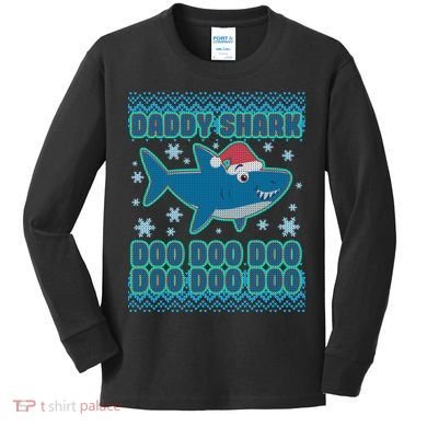 Christmas Daddy Shark Doo Doo Doo Kids Long Sleeve Shirt