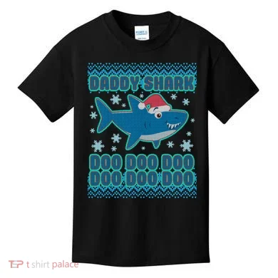 Christmas Daddy Shark Doo Doo Doo Kids T-Shirt