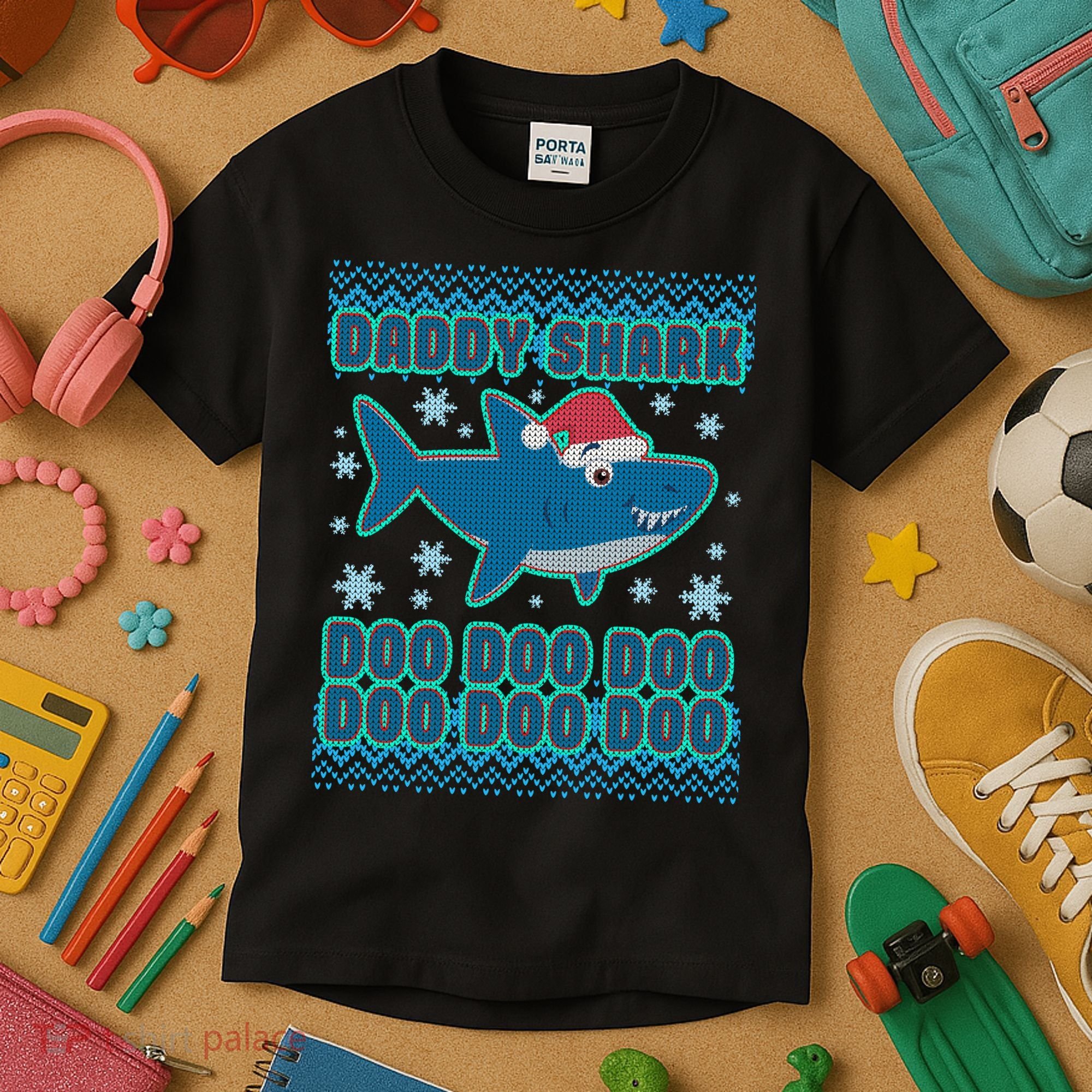 Christmas Daddy Shark Doo Doo Doo Kids T-Shirt