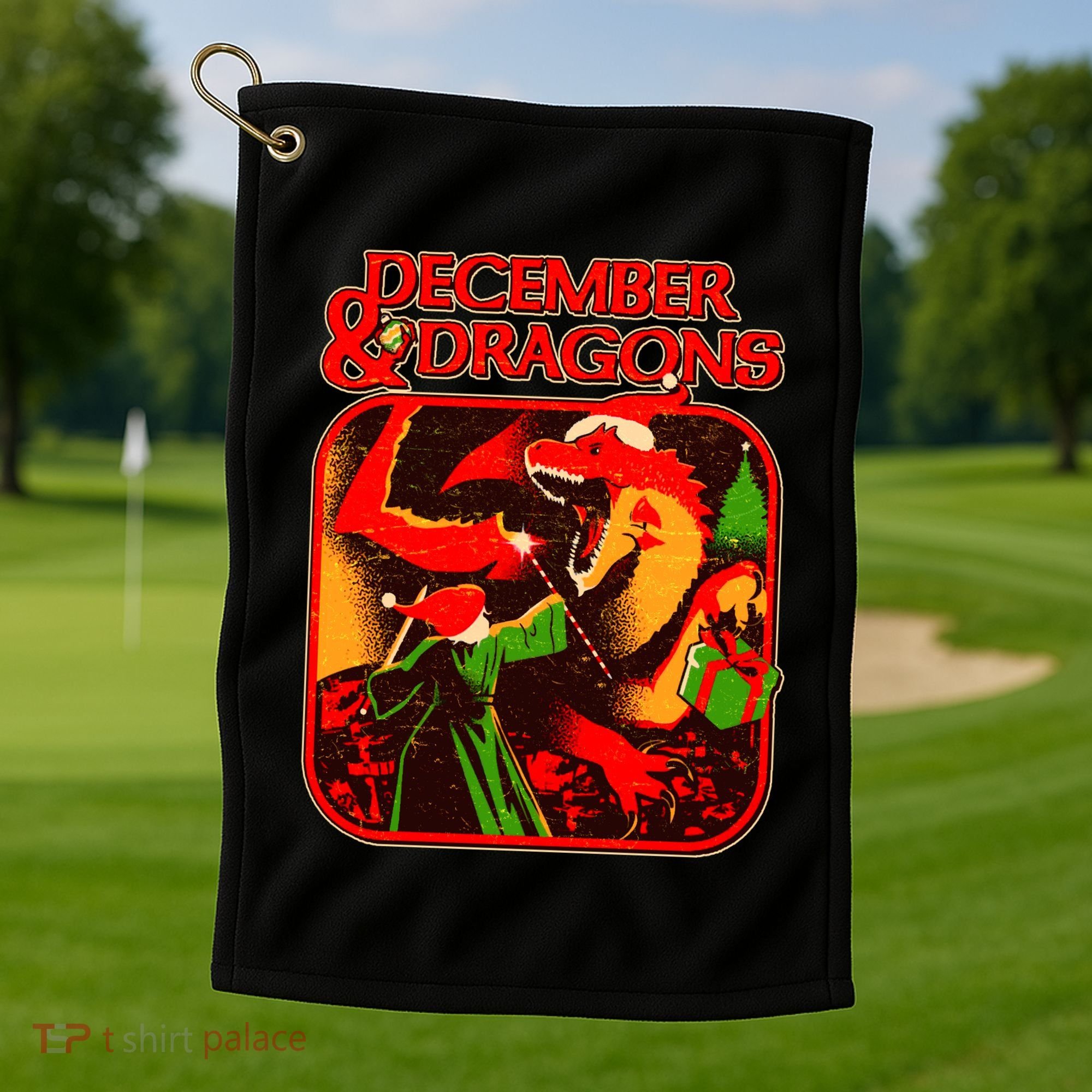 Christmas December & Dragons Golf Towel