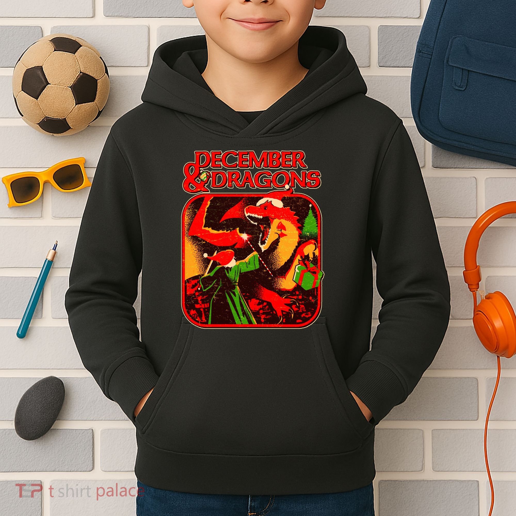 Christmas December & Dragons Kids Hoodie