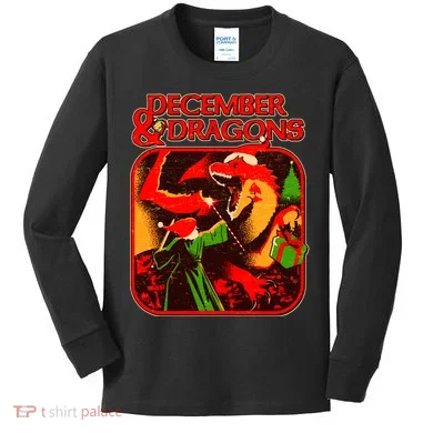 Christmas December & Dragons Kids Long Sleeve Shirt