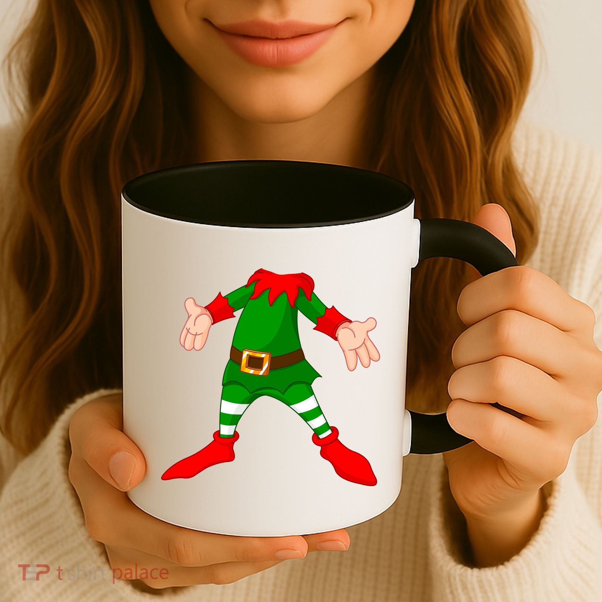 Christmas Elf Big Head Suit Coffee Mug