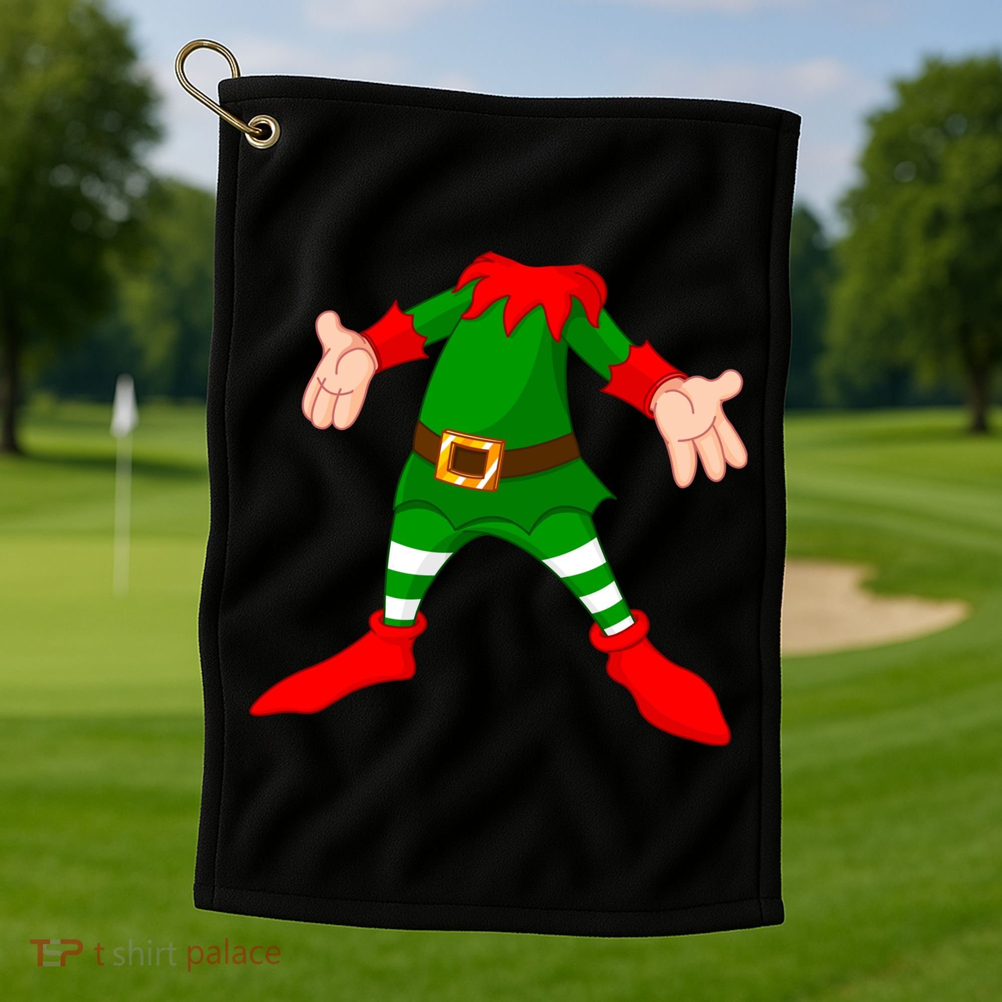 Christmas Elf Big Head Suit Golf Towel