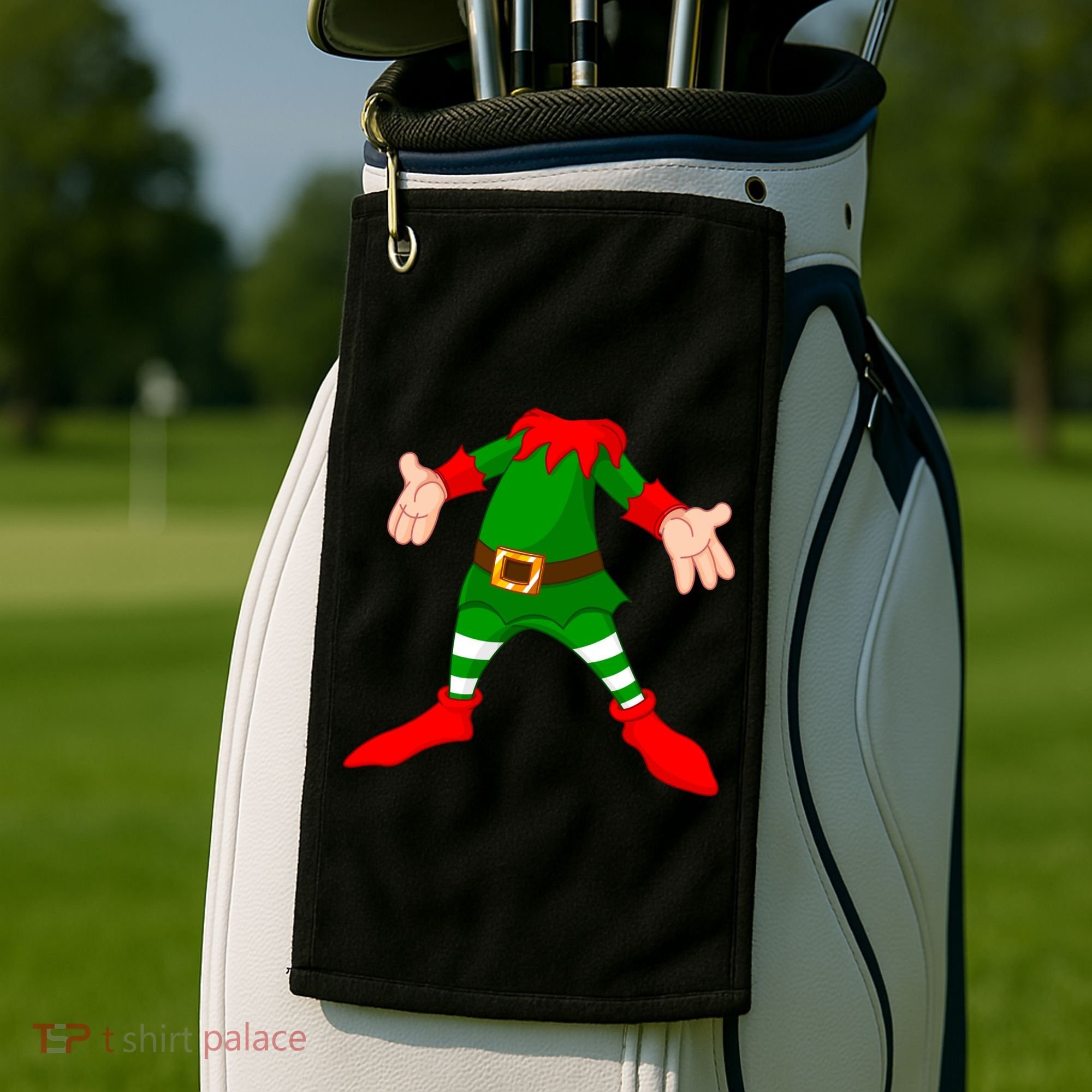 Christmas Elf Big Head Suit Golf Towel