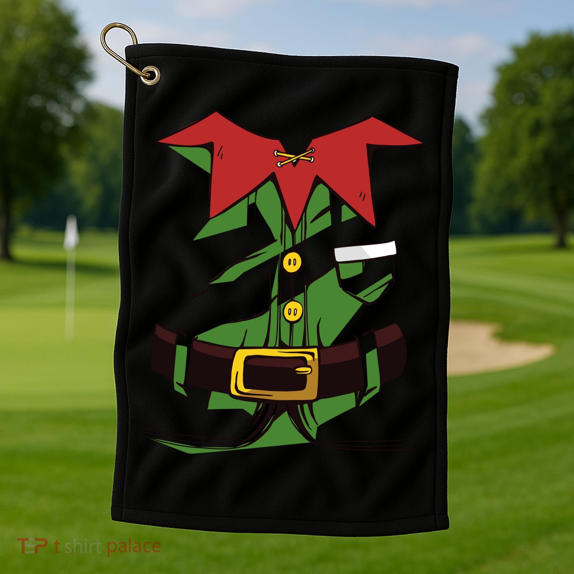 Christmas Elf Costume Funny Golf Towel