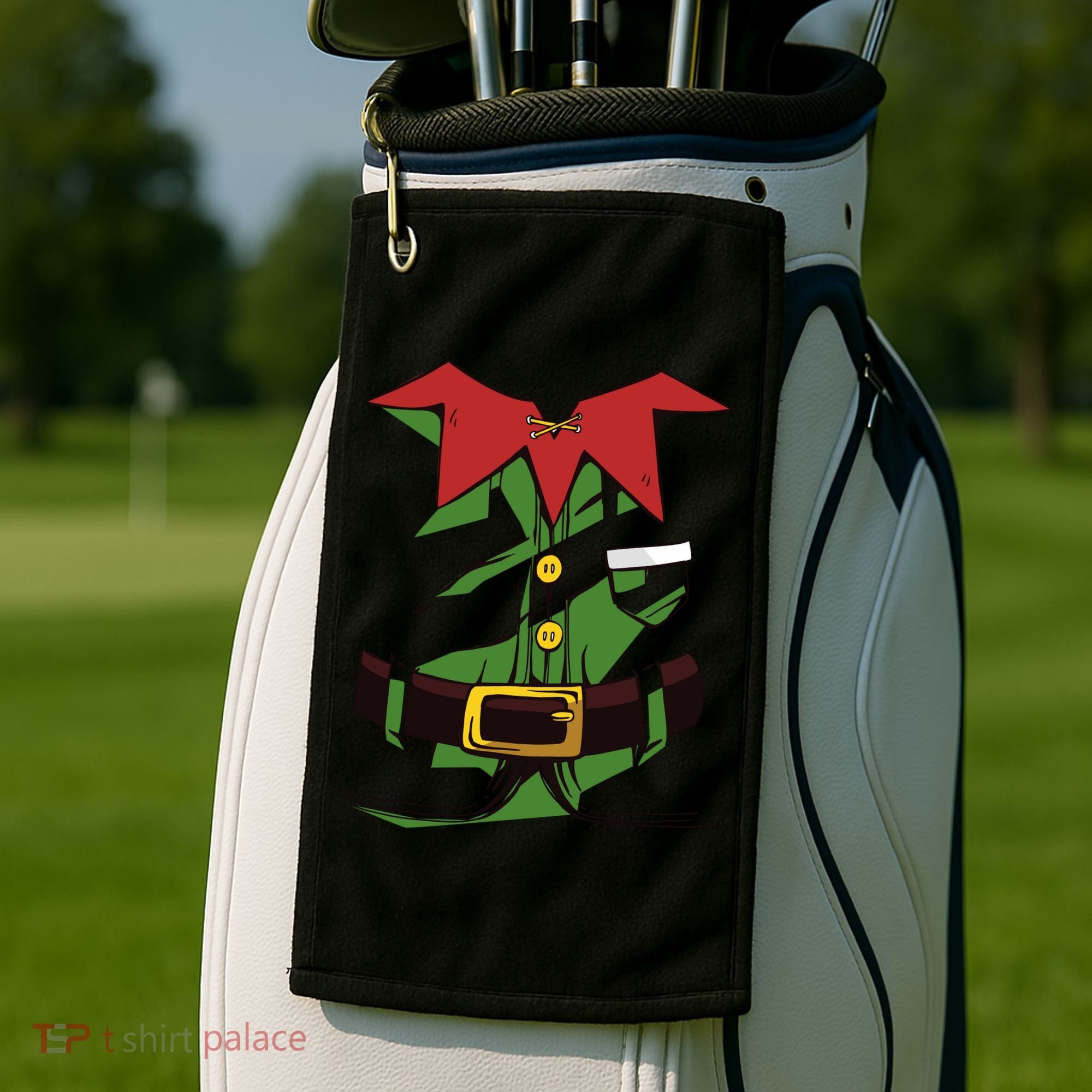 Christmas Elf Costume Funny Golf Towel