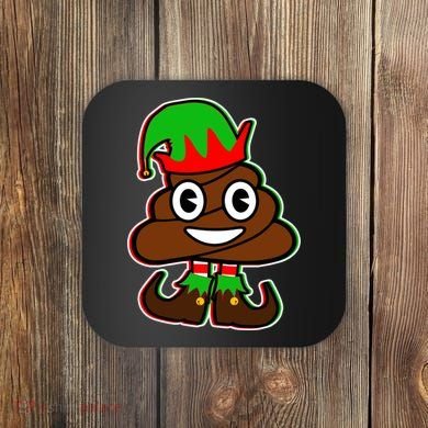 Christmas Elf Poop Emoji Coaster
